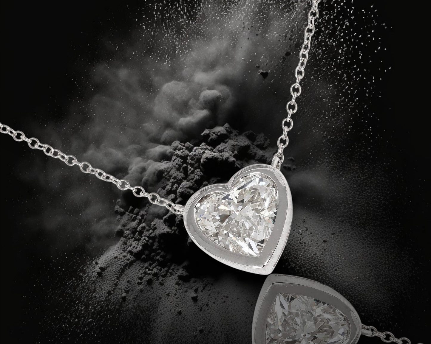 14K Solid White Gold Lab Grown Diamond 2-1/2 Ct Heart Pendant Necklace