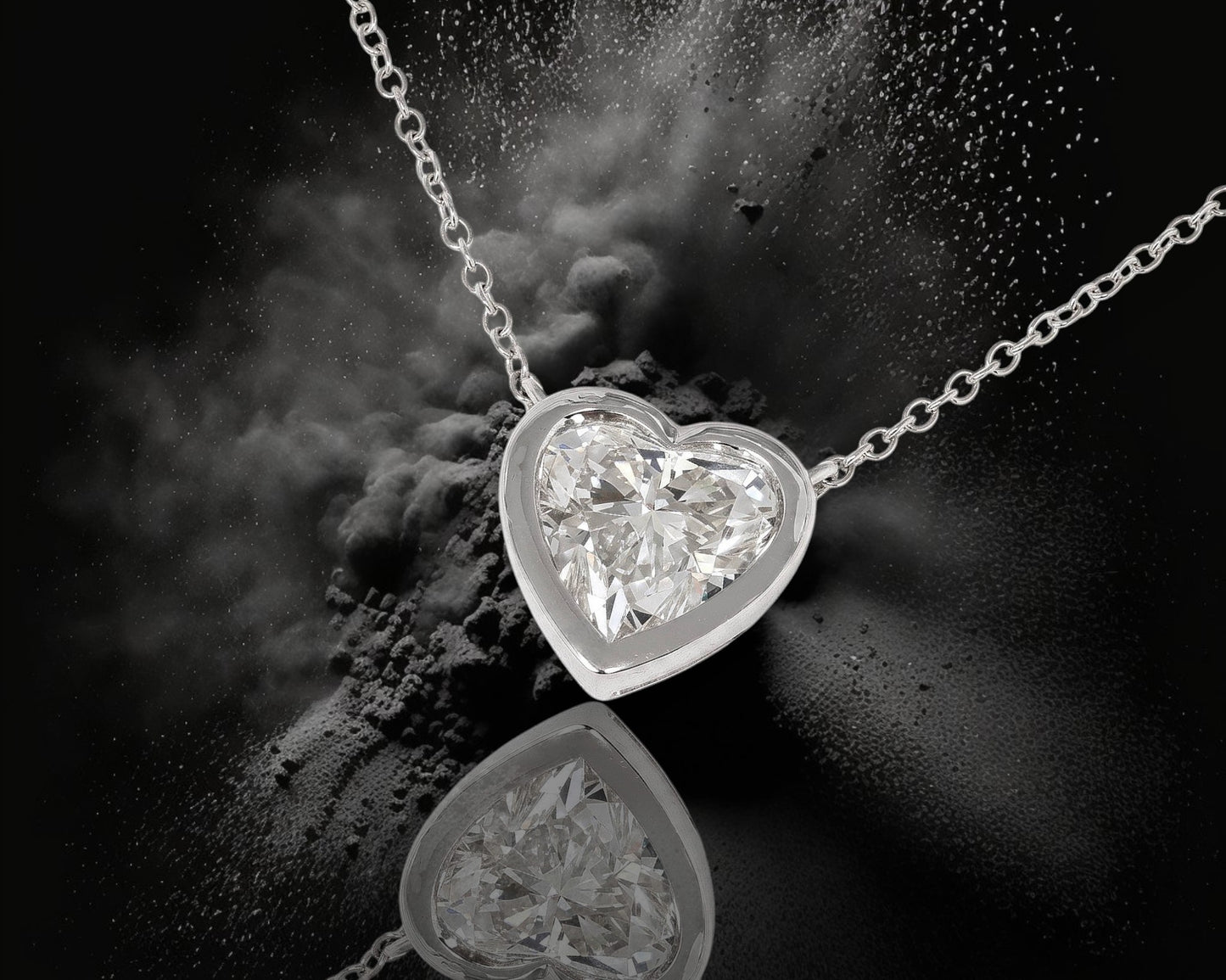 14K Solid White Gold Lab Grown Diamond 2-1/2 Ct Heart Pendant Necklace