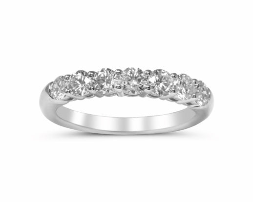 14K White Gold Lab Grown Diamond 1.04 Ct Band Ring. F-G Color, VS1-VS2 Clarity