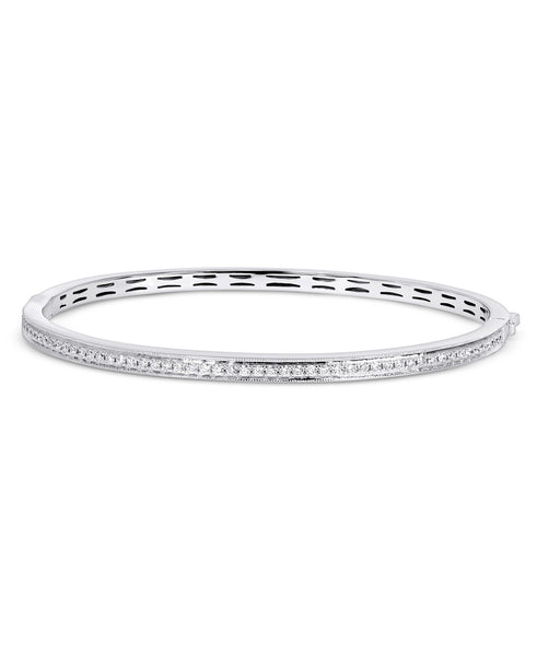 14K White Gold Lab Created Diamond 5/8Ct Bangle Bracelet with IGI Certificate