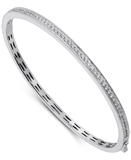 14K White Gold Lab Grown Diamond 5/8 Ct Bangle Bracelet with IGI Certificate