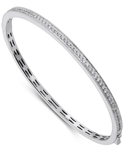 14K White Gold Lab Created Diamond 5/8Ct Bangle Bracelet with IGI Certificate