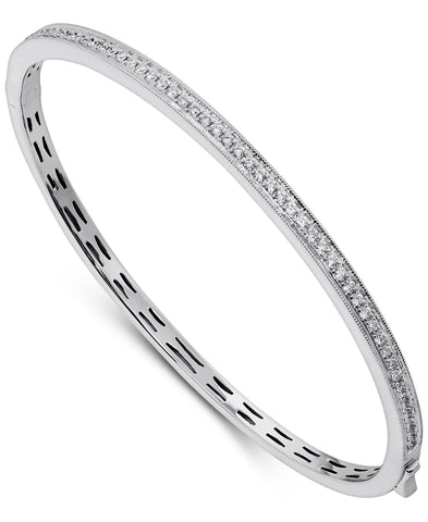 14K White Gold Lab Created Diamond 5/8Ct Bangle Bracelet with IGI Certificate