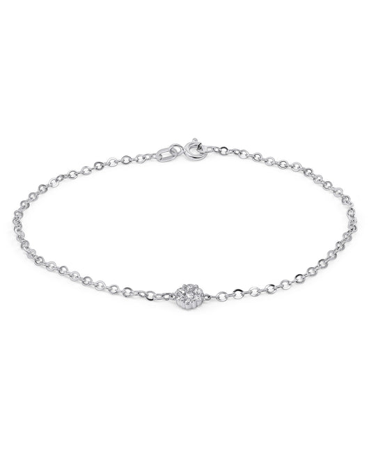 14K White Gold Lab Grown Diamond 1/5 Ct Flower Bracelet with IGI Certificate