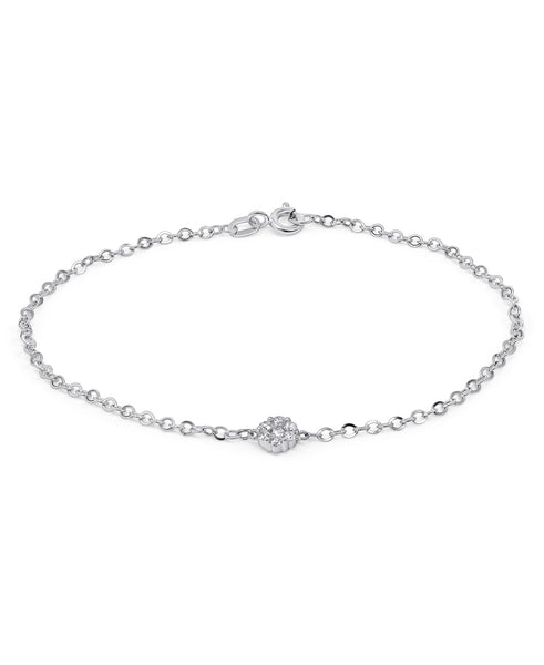 14K White Gold Lab Grown Diamond 1/5 Ct Mini Flower Bracelet with IGI Certificate