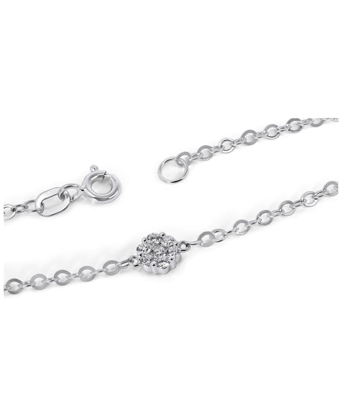 14K White Gold Lab Grown Diamond 1/5 Ct Mini Flower Bracelet with IGI Certificate