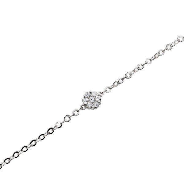 14K White Gold Lab Grown Diamond 1/5 Ct Mini Flower Bracelet with IGI Certificate