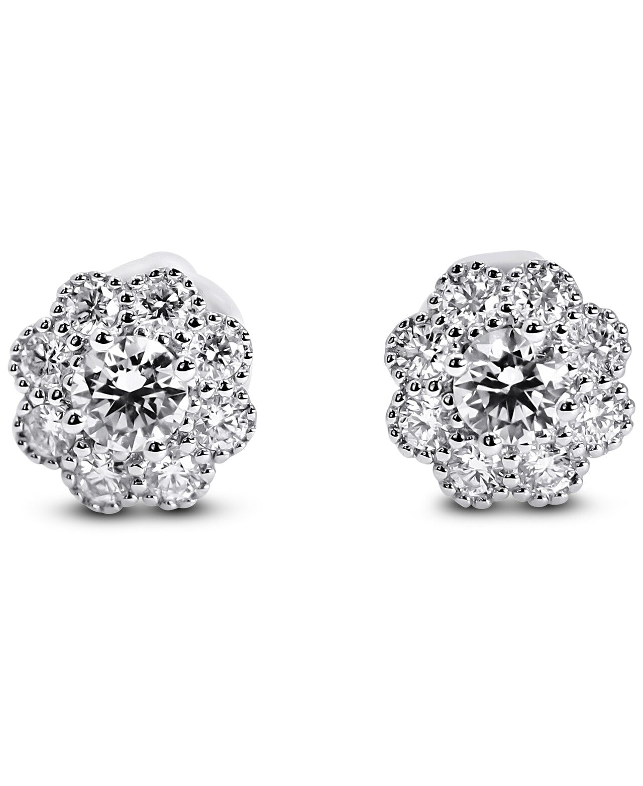 Diamond Flower Stud Earrings by Yael - White Gold