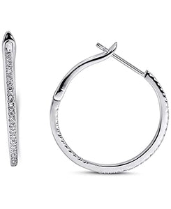 14K White Gold Lab Grown Diamond 3/8 Ct Hoop Earrings 2cm Diameter, with IGI Certificate