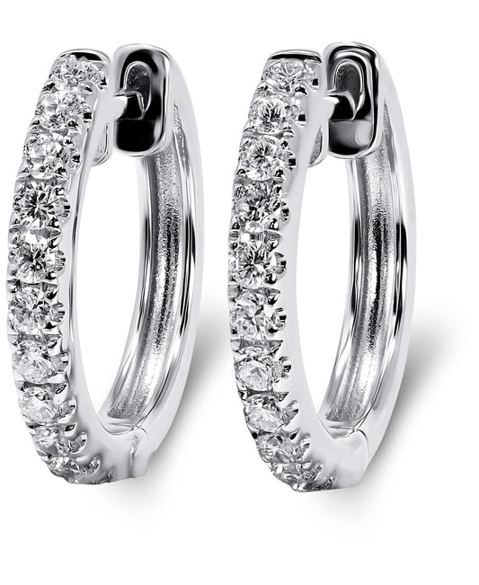 14K White Gold Lab Grown Diamond 3/8 Ct Hoop Earrings 1.5cm Diameter with IGI Certificate