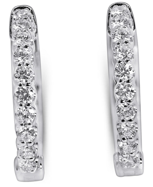 14K White Gold Lab Grown Diamond 3/4 Ct inside out Hoop Earrings, 2cm Diameter, IGI Certificate