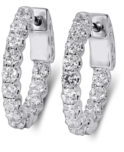 14K White Gold Lab Grown Diamond 1-3/8Ct Hoop Earrings.  IGI Certified  G-H  VS1-VS2, 1.5cm Diameter