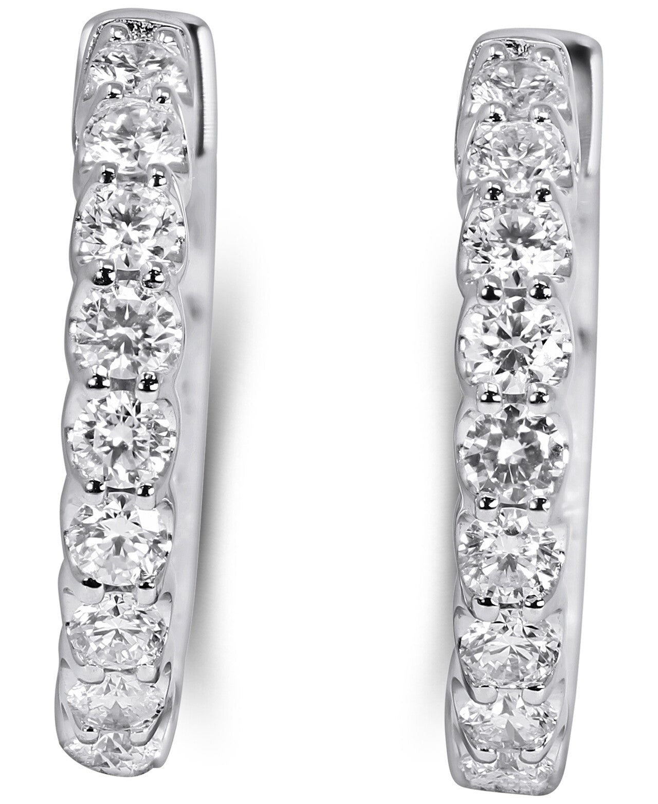 14K White Gold Lab Grown Diamond 1-3/8 Ct Hoop Earrings.  IGI Certified  G-H  VS1-VS2, 1.5cm Diameter