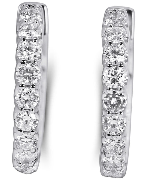 14K White Gold Lab Grown Diamond 1-3/8Ct Hoop Earrings.  IGI Certified  G-H  VS1-VS2, 1.5cm Diameter