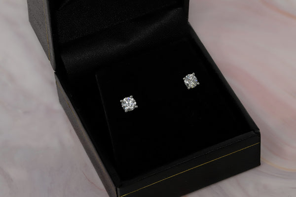 14K White Gold Lab Grown Diamond 1/2 Ct Stud Earrings. G-H Color VS1-VS2 Clarity