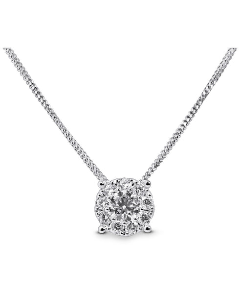 14K White Gold Lab Grown Diamond 7/8 Ct Necklace Pendant with IGI Certificate