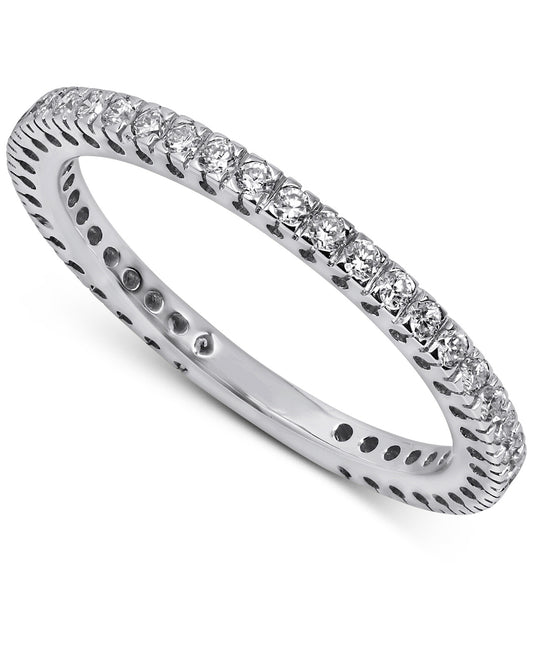 14K White Gold Lab Grown Diamond 1/2 Ct Eternity Band Ring, Size 7 IGI Certificate