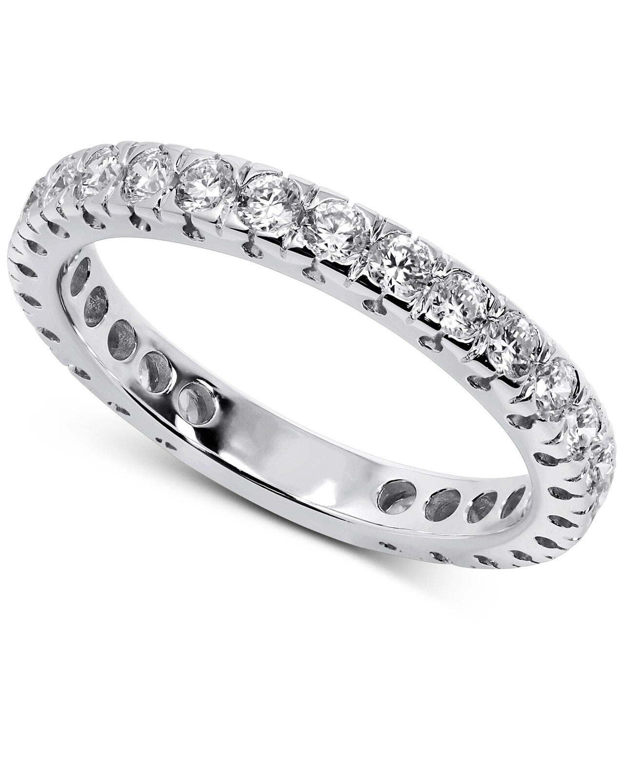 14K White Gold Lab Grown Diamond 7/8 Ct Eternity Band Ring. Size 7, IGI Certificate
