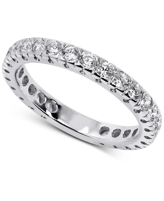 14K White Gold Lab Grown Diamond 7/8 Ct Eternity Band Ring. Size 7, IGI Certificate
