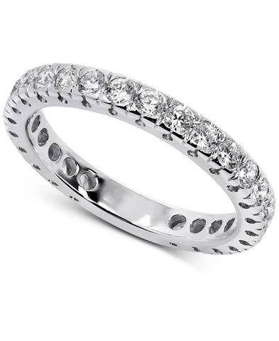 14K White Gold Lab Grown Diamond 7/8Ct Eternity Band Ring. Size 7, IGI Certificate