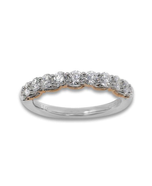 14K Two Tone White and Rose Gold Lab Grown Diamond 1-1/10 Ct Band Ring. G-H Color VS1-VS2 Clarity