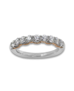 14K Two Tone White and Rose Gold Lab Grown Diamond 1-1/10Ct Band Ring. G-H Color VS1-VS2 Clarity