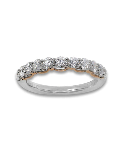 14K Two Tone White and Rose Gold Lab Grown Diamond 1-1/10Ct Band Ring. G-H Color VS1-VS2 Clarity