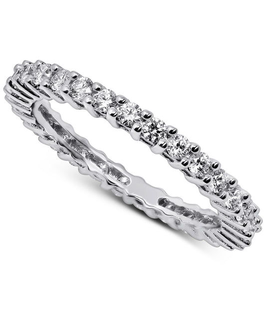 14K White Gold Lab Grown Diamond 7/8 Ct Eternity Stackable Band Ring. Size 7 with IGI Certificate