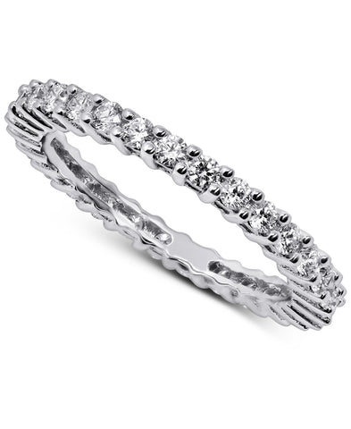 14K White Gold Lab Grown Diamond 7/8Ct Eternity Stackable Band Ring. Size 7 with IGI Certificate