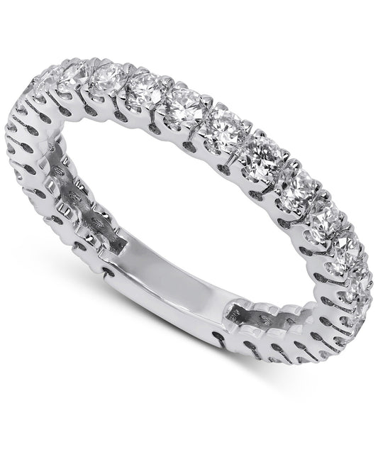 14K White Gold Lab Grown Diamond  1-1/3 Ct Eternity Band Ring. Size 7, IGI Certified G-H, VS1-VS2