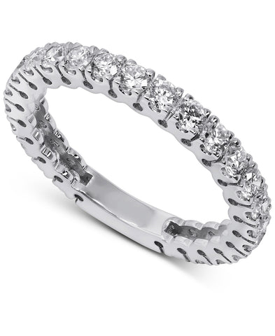14K White Gold Lab Grown Eternity Band Ring, Size 7, IGI Certified 1-1/3 CT G-H Color VS1-VS2 Clarity