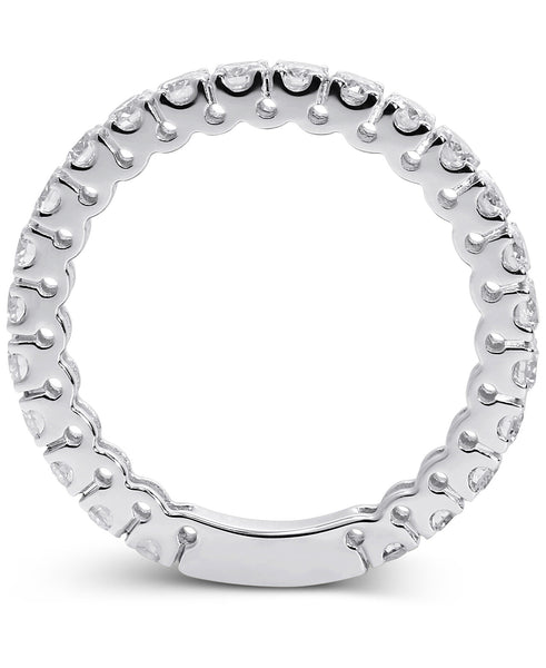 14K White Gold Lab Grown Eternity Band Ring, Size 7, IGI Certified 1-1/3 CT G-H Color VS1-VS2 Clarity