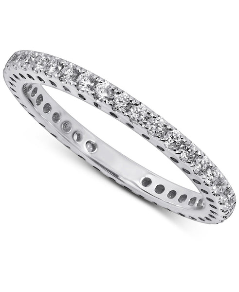 14K White Gold IGI Certified Lab Grown Diamond 1/2Ct Eternity Stackable Band Ring. Size 7 with IGI Certificate