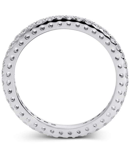 14K White Gold Lab Grown 1/2 Carat Diamond Eternity Band Ring, Size 7 with IGI Certificate